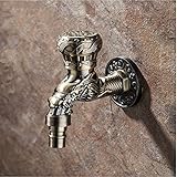 Antike Bronze Zinklegierung geschnitzt Wasserhahn Garten Wasserhahn Waschmaschine Wasserhahn Outdoor dekorative Wasserhahn kleiner Wasserhahn