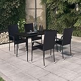 RAUGAJ Gartenmöbel-Set, 5-teilig, Schwarz, Artikelfarbe: Schwarz