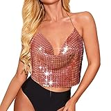 SCBFDI Pullover Damen Off Shoulder Pullover Winter ärmellos Neckholder Party Mod Oberteil Damene Rückenfreies mit Muster Slim Weich Mehrfarbig