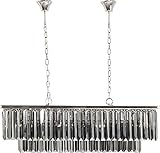 Kare Design Pendelleuchte Smoky Lounge Rectangular große, edle Hängeleuchte mit Zierkristallsteinen, Glas, silber (H/B/T) 39,5x100x36cm