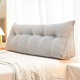 EORNOW Bett/Sofa Langes Lesekissen, Kopfteilkissen Großes Kopfkissen/Dreieckige Nachttischkissen Mit Abnehmbarem Bezug (Color : Silver Gray, Size : 180cm/70inch)
