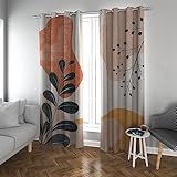 LANDOCROWN Mid Century Boho Verdunkelungsvorhänge für Schlafzimmer Wohnzimmer Abstrakte Pflanze Nordic Verdunkelung Tülle Fenstervorhänge 2 Panel Set H 190 x B 150 cm