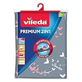 Vileda Premium 2in1 Bügelbrettbezug für Dampfbügelstation, geeignet für Bügelbretter von 30–45 cm x 110–130 cm, aus Baumwolle, Farbe Silber-Grau