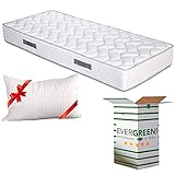 EVERGREENWEB - Orthopädische Waterfoam Matratze 80x190 cm, Hoch 20 cm + 1 VISCOSCHAUM Kissen KOSTENLOS aus Memory Foam Flocken, Atmungsaktiv, Hypoallergen, Ergonomisch, 100% Made in Italy | Fashion