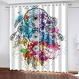 MILLTO Piece Verdunkelungsvorhang Für Schlafzimmer 3D-Druck Traumfänger Vorhänge Für Kinderzimmer Schiebegardine Blickdicht Für Dekoration Wohnzimmer Küche 280 X 180 cm / (B) X (H)
