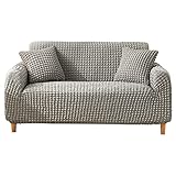 RIJPEX Seersucker L Form Sofa Abdeckung Staub-Proof Sofa Abdeckung Stretch Dicke Sofa Slipcover Durable Möbel Protector Mit Elastischer Unterseite/Hellgrau/4-Seat 235-300