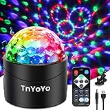 Discokugel, TnYoYo Discokugel Kinder LED Party Lichter Musikgesteuert Disco Lichteffekte 360° Rotierende Discokugel, Lampe mit Fernbedienung für Kinder, Geburtstag, Weihnachten