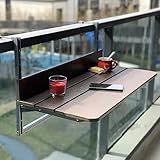 Balkonhängetisch,Balkontisch Klappbar Hängetisch,Hängetische für Terrasse,Balkontisch Zum Einhängen,Outdoor-Tisch Balkontisch,Balkon Klapptisch, Balkongeländer Wetterfest,5-Fach Höhenverstellbar ( Col