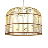 JQUAL Drucken Lampenschirm Bambus Kronleuchter Elegant Japanische Bambus Hängelampe Handgewebt Große Hängeleuchte Bambus mit Holz Laterne Beleuchtung Leuchte Dekoration Teahaus Pendelleuchte Jahrestag