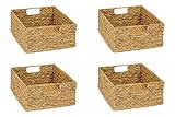 4er-Set Regal Korb für Halbes Fach im Kallax Regal Wasserhyazinthe Natur Faltkorb Flechtkorb Regalbox Storage Box Aufbewahrungskorb Schrankkorb sehr stabil 31 x 34 x 15 cm