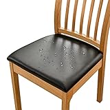 Bestenrose Stuhlhussen 2er Set Esszimmerstuhl Sitzbezüge PU Leder Stretch Sitzfläche Wasserdichter Sitzkissen Bezug Abnehmbar Waschbar für Sitzkissen Hotel Sitzschutzbezug Hussen für Stühle