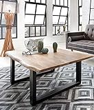 SAM Couchtisch 120x80 cm Quarto, echte Baumkante, massiver Sofatisch aus Akazienholz, Metallbeine schwarz, Baumkantentisch