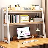 2-lagiges Desktop-Bücherregal – Desktop-Organizer, Büro-Aufbewahrungsregal, Desktop-Bücherregal für Computertisch, Stahlrahmen-Leiter-Arbeitsplatten-Organizer-Regal, Home-Office-Aufbewahrung