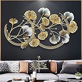 LIUSHI Wanddeko Metall Groß, Wandbilder Wohnzimmer Schlafzimmer Kinderzimmer, 3D Ginkgo Biloba Wandskulpturen Deko Wanddekoration Modern Handgemachte