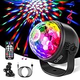 Discokugel, Gritin 360° Rotierende Musik Activated LED Party Lampe Discolicht mit Fernbedienung- 3W RGB Dynamisch Disco Lichteffekte, 4M/13ft USB Kabel für Party, Weihnachten, Kinder