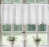 choicehot Bistrogardine Landhausstil Vintage Weiß Scheibengardine Kurzvorhang Landhaus Gardine Scheibengardinen Küchen Vorhang Retro Landhausstil Kurz Kleine Fenster 1 Stück, 43 x 145 cm