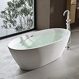 doporro® Freistehende Design-Badewanne Vicenza599 150x79x56cm Oval Weiß Acryl-Standbadewanne mit Ablaufgarnitur DIN-Anschlüssen