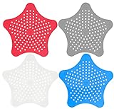 Duschabfluss-Schutzhülle mit Saugnapf, Stern-Silikon-Spülbeckensieb, Haarfänger, Fallstopper, Entsperrungsfilter für Badewanne, Badezimmer, Küche, Außenbereich, Blattschutz (mehrfarbig, 2 Stück)