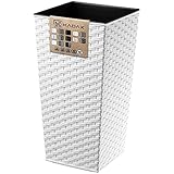KADAX Blumentopf, Blumenkübel aus Kunststoff, Pflanzkübel für Blumen, Innen- und Außenbereich, Garten, Balkon, Terrasse, Haus, wetterfest, Rattan Imitation (75cm Höhe, Weiß Rattan)