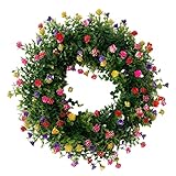 Bunter Frühlings-Sommer-Kranz, Bauernhaus, bunter Häuschen-Kranz, künstliche Blumen, Kranz-Dekoration für Haustür, Wand, Garten, Hochzeit (B)