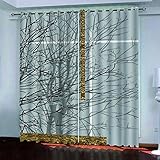 Vorhang Blickdicht 3D Schwarzer Abstrakter Baum Muster Ösenschal 2Er Set H 232 X B 264 cm Fenster Gardinen Mit Ösen Verdunkelungsvorhang Wohnzimmer Kinderzimmer Schlafzimmer Thermovorhang Schallschut