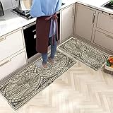 Küchenteppich-Set, 2-Teilig, rutschfeste Küchenmatte, Küchenutensilien, Matten, Teppiche, Waschbar, Flurläufer-Set, Esszimmer, Eingangsbereich Und Fußmatten-Set Schwarze Kartentextur （40 X 60 cm + 40