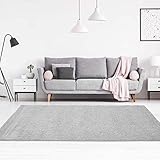 carpet city Teppich Einfarbig Uni Flachfor Soft & Shiny in Grau/Silber für Wohnzimmer; Größe: 160x225 cm