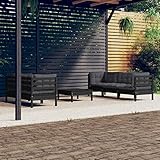 ZEYUAN 6-TLG. Garten-Lounge-Set mit Anthrazit Kissen, Gartenlounge, Balkon Möbel, Terrassenmöbel, Lounge Gartenmöbel Set, Lougenset Möbel Garten, Balkon Lounge Set, Kiefernholz