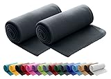 wometo 2er Set Polar Fleecedecke oekoTex 130x160 cm ca. 400g schwer mit Anti-Pilling und Kettelrand dunkelgrau grau