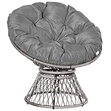 Outsunny Papasansessel Korbsessel Sessel mit Polster 360 Grad Rattan Grau B87 x T97 x H86 cm