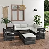 LAPOOH 8-TLG. Garten-Sofagarnitur aus Paletten mit Kissen, Lounge Gartenmöbel Set, Möbelsets, Balkon Möbel, Gartenlounge, Loungeset, Gartensofa, Kiefernholz
