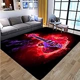 ELYVEN Moderne Home Fashion Wohnzimmer Schlafzimmer Teppich 3D Gitarre Wohnkultur Boden Teppich Flanell Anti-Rutsch weicher Teppich Badezimmermatte 80X150Cm