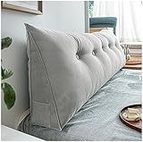 EORNOW Kopfteil Kissen, Bett/Sofa Lange Lesekissen, Große Bettruhe Throw Kissen/Dreieckige Nachttisch Kissen Mit Abnehmbarem Reißverschluss Abdeckung (Color : Light Gray, Size : 200 * 20 * 50cm)