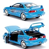 Jada Toys 30739 Fast & Furious Mia's Acara Integra Type-R, Auto, Tuning-Modell im Maßstab 1:24, mit Spoiler, zu öffnende Türen, Motorhaube und Kofferraum, Freilauf, blau