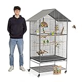 Wagner Cages ® | Vogelvoliere mit Spitzdach Vogelkäfig - die Voliere für Finken, Wellensittiche, Sittiche und kleine Papageien | 80 x 60 x 167cm