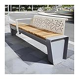 GRFIT Parkbank mit Armlehnen, 78,7-Zoll-Outdoor-Bankstuhl mit Holzschiefersitzen, verdicktem Stahlrahmen und Rückenlehne, Moderne Outdoor-Freizeitbank (Size : 200 * 42 * 75, Color : B)