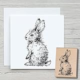NEWSTAMPS Stempel Puschelhase Motivstempel groß aus Holz & Gummi zum Karten basteln, Holzstempel, Ostern, Osterkarte, Osterhase, Scrapbook, Textilstempel, Deko, Kinder