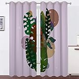 Vorhänge Lila BläTter Vorhang Blickdicht VerdunklungsvorhäNge mit öSen, Gardinen Wohnzimmer Schlafzimmer Modern Bedruckt Curtains H 175 X B 140 cm 2er Set