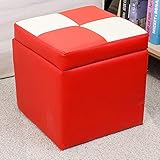 Cube Kunstleder Ottomane Aufbewahrung Fußhocker Pouf Sitzbank, mit Scharnier Oben Organizer Box Pouf Truhe Einzelsitz-g 30x30x32cm(12x12x13)