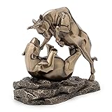 Veronese Design 15,2 cm große Wand-Statue, Bull Bear Fight Financial Broker Geschenk, abstraktes Bronze-Finish