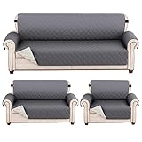 FABROX Sofabezüge,1 Sitzer Stuhl Sofabezug Möbelschutz,Sessel Sofabezug Schutz,Sofabezug 3 Sitzer wasserdichte Sofabezüge (Grau,Großes Sofa)
