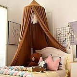 Koomiao Baby-Himmelbetthimmel, Babybett-Vorhang zum Aufhängen, rund, Prinzessin, Insektennetz, Moskitonetz für Kinderzimmer und Spielzimmer, Dekoration, Höhe 250 cm, Braun