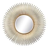 LOLAhome Goldener Sonnenspiegel aus Metall und Glas, Ø 80 cm
