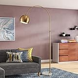 PAREKS Bogen-Stehlampe mit Marmorsockel, Moderne LED-Stehlampe, höhenverstellbar, hohe Lesestange, Stehlampe, Nachttischlampe for Schlafzimmer/Büro/Arbeitszimmer, Fußschalter