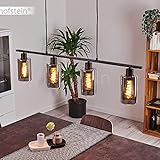 HOFSTEIN Hängeleuchte Hunouri, Deckenlampe aus Metall schwarz, Zimmerlampe mit Rauchglasschirmen 4-flammig, 4 x E27,ohne Leuchtmittel