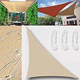Sonnensegel Wasserdicht Dreieck rechtwinklig 2x2x2.8m Sonnensegel Balkon Sonnenschutz 95% UV Schutz Windschutz für Balkon Garten,mit Ösen und Befestigungsseile Beige