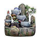brunnen 3-stufiger Tisch-Wasserbrunnen mit kaskadierendem Felsenwasserfall und Wassernebel for die Inneneinrichtung im Büro Wohnaccessoires & Deko (Size : M)