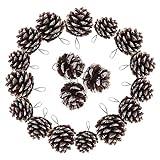 Hundnsney Weihnachten Baum Schmuck Festliche Dekoration WeißEr Tannen Zapfen mit KüNstliche Schnee Adventskalender Weihnachten Baum AnhäNger