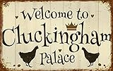 Bonoff Welcome To Cluckingham Palace Neuheit Huhn Henne Hahn Bauernhof Hängende Country Action Nicehome Dekor Poster Wandkunst Blechschild Dekor Metallschild Poster 20,3 x 30,5 cm