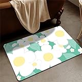 Badezimmerteppich, Badematte Rutschfest, Duschmatte Rutschfest, Duschvorleger, Badvorleger Badteppich Waschbar Teppich Badezimmer, Bathroom Mat, Bath Mat Mats, Bad Teppich, Weiße Blumen-80x150cm